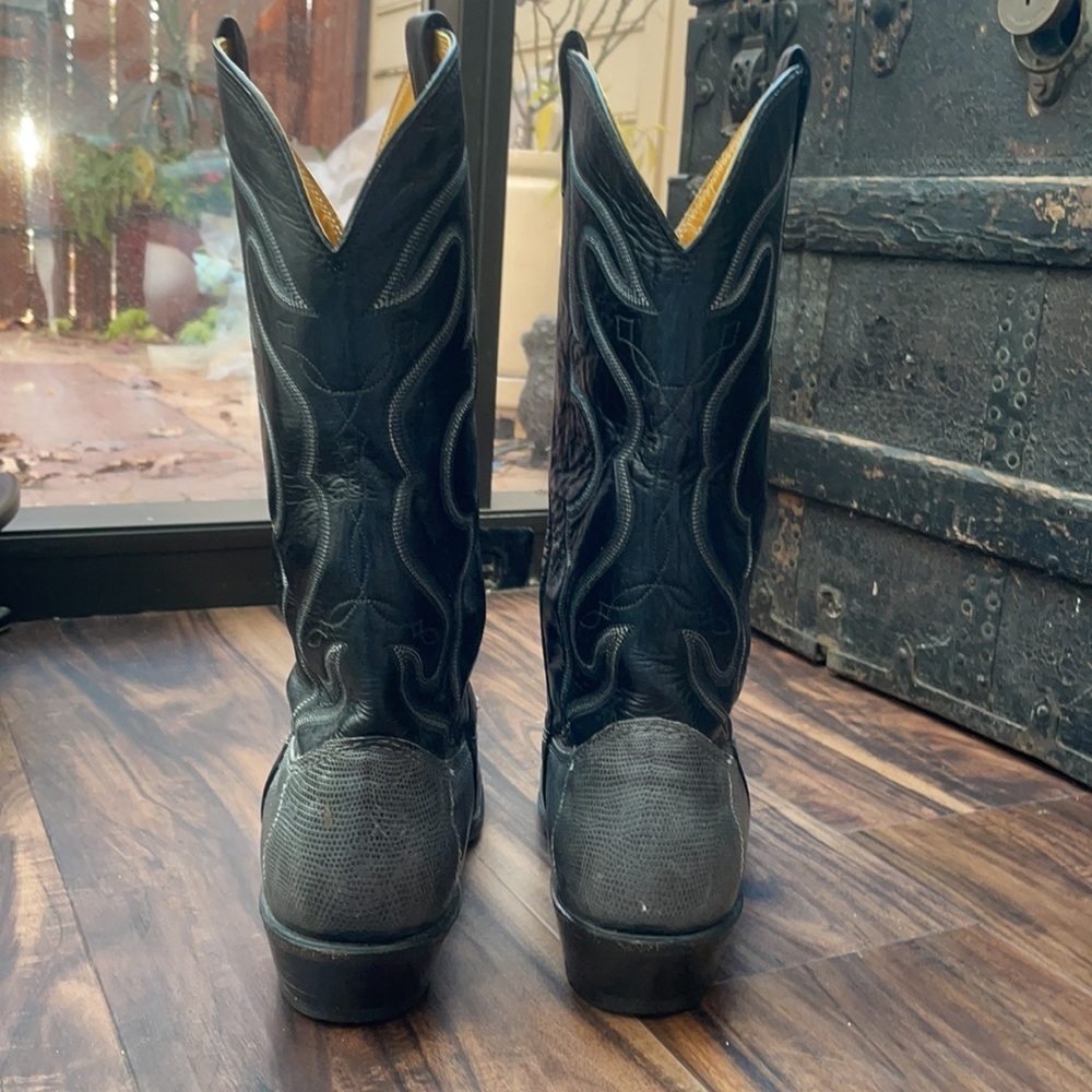 Nocona Gray Cowboy Western Boots Gray Teju Lizard & Leather Men's size 8.5 EE - Picture 6 of 15